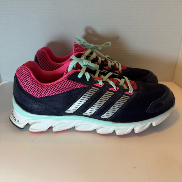 ADIDAS POWERBLAZE Running Womens 9.5 ADIPRENE Navy mint green Pink EUC - Picture 1 of 7